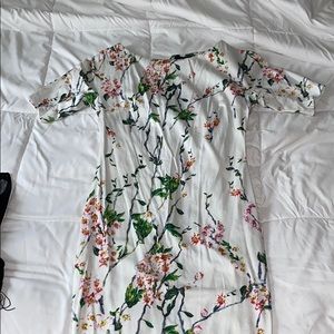 White Floral Midi Dress